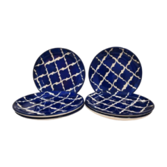 Khurja Pottery Plate  Blu Clr 6Pc 7.5" || Saras Aajeevika