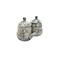 Khurja Pottery Jar + Tray Grey 3D 2+1 || Saras Aajeevika