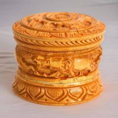 Wooden Powder Box 4" || Natural Color || Saras Aajeevika