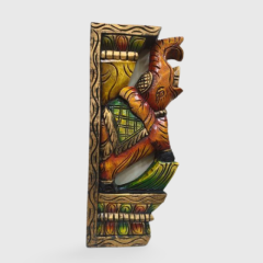  Wall Décor Bracket Wood Carving Elephant Upper Trunk Orange 8 x 18 Inch