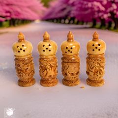 Wooden Salt & Pepper Sprinkler (Set of 4) || Natural Color || Saras Aajeevika