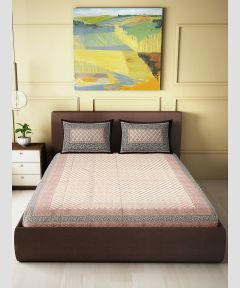 Bedsheet Block Print Cotton || King Size Bedsheet With 2 Pillow Covers || Black Border 90*108 inch || Saras Aajeevika