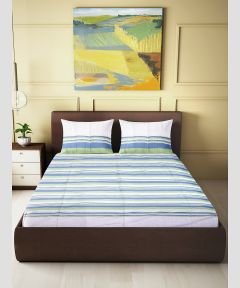 Bedsheet Cotton White Green Line 90*100 inch || Saras Aajeevika