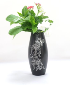  Black Pottery Flower Vase Dholak Shape