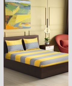 Bedsheet Cotton Double Bedsheet || Yellow Blue Line || 90X100 inch || Saras Aajeevika
