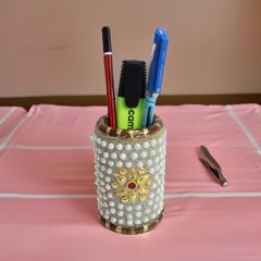 Stone Pen Stand 4"  White || 4 Inch || Natural Color || Saras Aajeevika