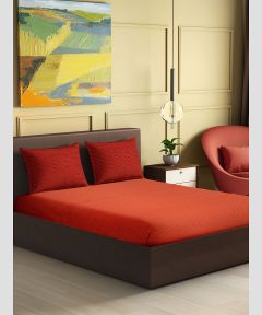 Bedspread Cotton Double Bedsheet || Red Yellow Square || 90X100 inch || Saras Aajeevika