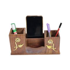 Wooden Pen, Mobile & Card Holder || Sheesham Wood || Saras Aajeevika