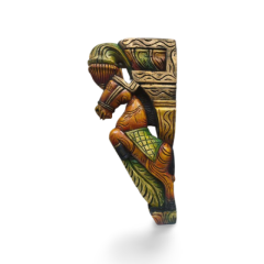 Wall Décor Bracket Wood Carving One Horse 8 x 18 Inch