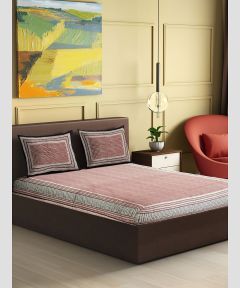 Bedsheet With Pillow Cover || Block Print White Print With Black Border || 90*108 inch || Saras Aajeevika