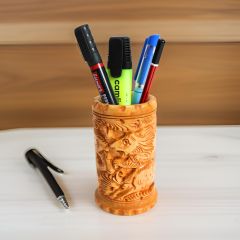 Wooden Pen Stand Animal Design 5" || 5 inch || Natural Color || Saras Aajeevika