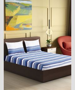 Bedsheet Cotton White Blue Line 90*100 inch || Saras Aajeevika