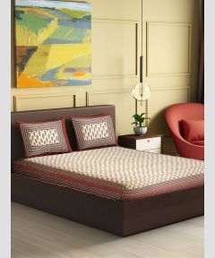 Bedsheet With Pillow Cover Block Print Black Flower 90*108 || Saras Aajeevika