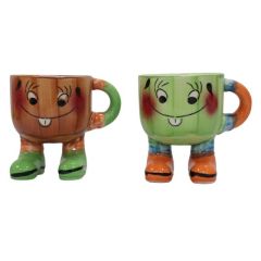 Khurja Pottery Shoe Mug Green and Brown So2|Kitchenware |Home Essentials