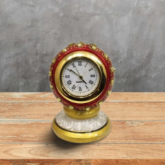 Handcrafted Marble Table Clock | Decorative Timepiece | Rajasthani Art | Home & Office Decor | 3 Inch