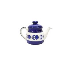 Khurja Pottery Tea Pot White Blue Leaf Murli| Hand painted | Kitchen ware | Home Décor | White and Blue