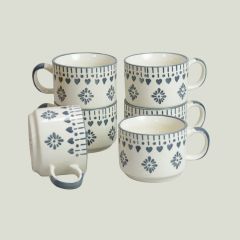Khurja Pottery Murli Cup Painting Grey Flower So6 | |Ceramic Cup | Microwave Safe | Hand painted | Kitchen ware | Home Décor | Grey