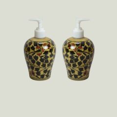 Khurja Pottery Dispenser Big Italian Mustard || Set of 2 || Handmade Khurja Pottery Dispenser Set | mustard