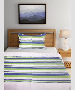 Bedspread Cotton Single Bedsheet || White Parrot Line || 90X60 inch || Saras Aajeevika