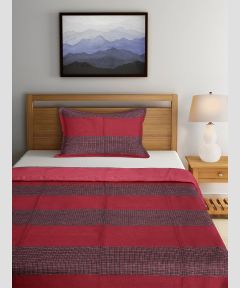 Bedspread Cotton Single Bedsheet || Maroon Black Line || 90*60 Inch || Saras Aajeevika 