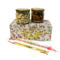 Two Rakhi Gift Box with Cashew & Raisin || Rakhi Special Gift Box || Saras Aajeevika