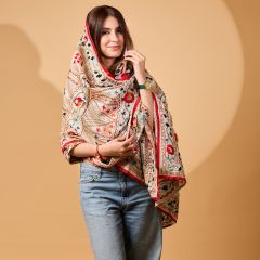 Chanderi Phulkari Duppatta || 2.25 meter || Red Color Flower || Saras Aajeevika