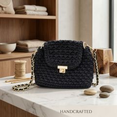 Handcrafted Macramé Sling Bag (Black) || Saras Aajeevika