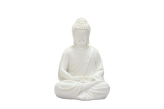  Saras Aajeevika: Handcrafted and Hand-painted 5" Polyresin Sitting Buddha Idol - Lightweight Decorative Gift Showpiece for Tabletop, Home, Office, and Corporate Gifts - White Colour