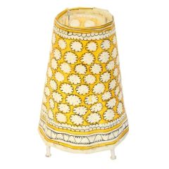 SARAS Aajeevika, Handcrafted | Goat Leather Hand painted Lamp | SHG Product | Andhra Pradesh | Leather Work | Yellow Colour | 8