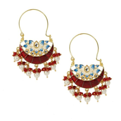 Earrings Meenakari Half Moon Shaped Dangler Mlt L