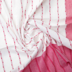 Bedspread Cotton White With Red Line (Double Bed Sheet with Pillow Cover)
