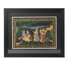 Miniature Painting Radha Krishana Silk With Frame 10*14 inch