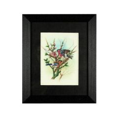 Miniature Painting Birds Design Silk With Frame 7*5" three birds