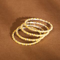 Beads Bangles || Yellow Color || Set of 4 || Saras Aajeevika