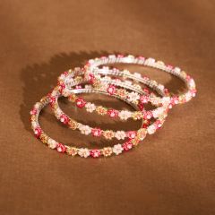 Beads Bangles || Pink & Gold Color || Set of 4 || Saras Aajeevika