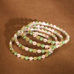 Beads Bangles || Green, Pink and Gold Color || Set of 4 || Saras Aajeevika