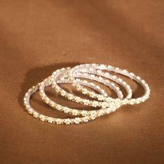 Beads Bangles || White & Gold Color || Set of 4 || Saras Aajeevika