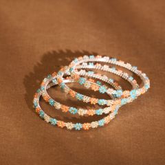 Beads Bangles || Blue, Orange and Silver Color || Set of 4 || Saras Aajeevika