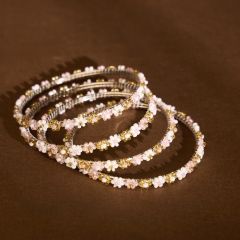 Beads Bangles || White & Pink Color || Set of 4 || Saras Aajeevika