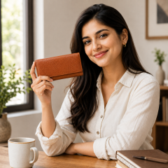 Buffalo Leather Clutch Wallet || Brown Colour ||  8 inch || Saras Aajeevika