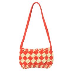 Macrame Side Bag Cream & Red || Saras Aajeevika