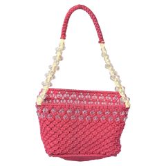 Macrame Basket Pink & White || Saras Aajeevika