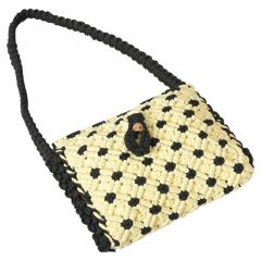 Timeless Elegance Black & Cream Macrame side Bag|Saras Aajeevika Handmade Macrame Side Bags|Side Bags For Girls and Women|Bags