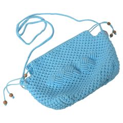Macrame Sling Bag Sky Blue || Saras Aajeevika