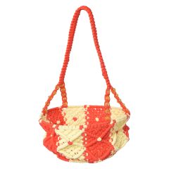Macrame Pooja Basket Orange & Cream || Saras Aajeevika