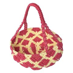 Macrame Pooja Basket Pink & Cream || Saras Aajeevika