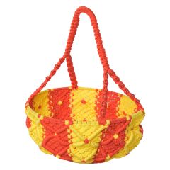 Macrame Basket Orange & Yellow Big || Saras Aajeevika