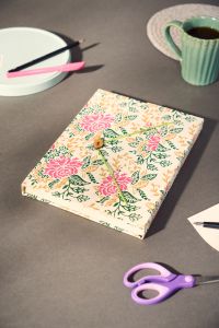 Diary S-Cut Button Sheet || White With Pink Flower || 8*10 || Saras Aajeevika
