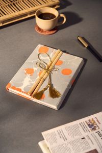 Diary Bamboo Sheet || Marvel Grey Orange Prints || 6*8 || Saras Aajeevika