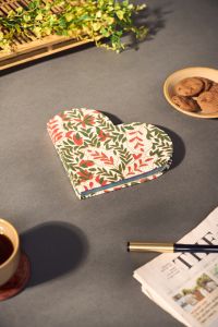 Diary Heart Shape || White Base Green Red Petals Design || 7x8 || Saras Aajeevika